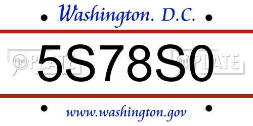 5S78S0 District Of Columbia License Plate