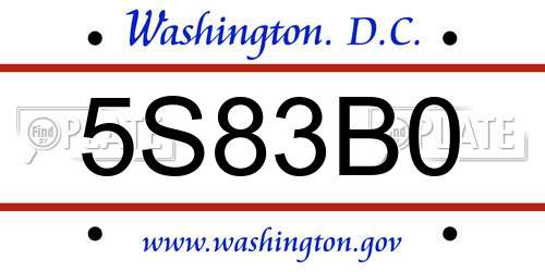 5S83B0 District Of Columbia License Plate
