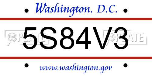 5S84V3 District Of Columbia License Plate