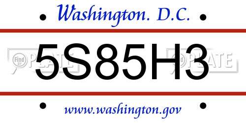5S85H3 District Of Columbia License Plate