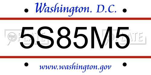 5S85M5 District Of Columbia License Plate