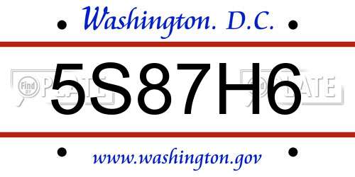 5S87H6 District Of Columbia License Plate