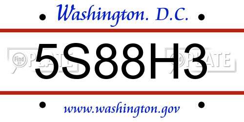 5S88H3 District Of Columbia License Plate