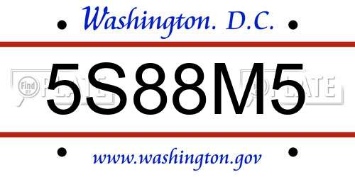5S88M5 District Of Columbia License Plate
