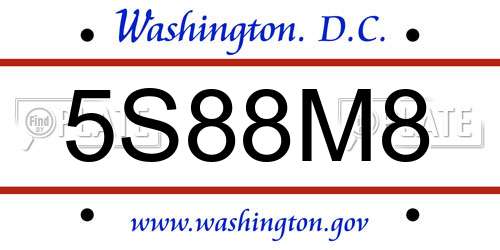 5S88M8 District Of Columbia License Plate