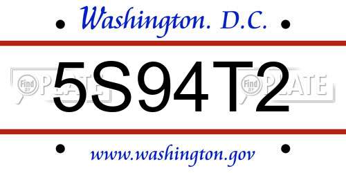5S94T2 District Of Columbia License Plate