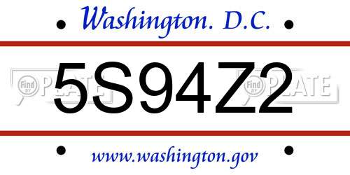 5S94Z2 District Of Columbia License Plate