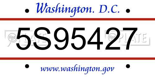5S95427 District Of Columbia License Plate