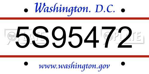 5S95472 District Of Columbia License Plate