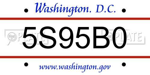 5S95B0 District Of Columbia License Plate