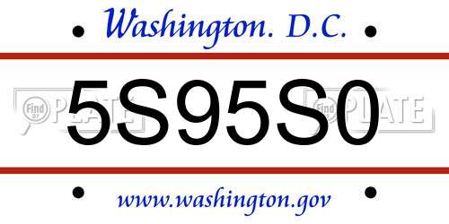 5S95S0 District Of Columbia License Plate