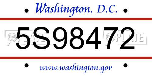 5S98472 District Of Columbia License Plate
