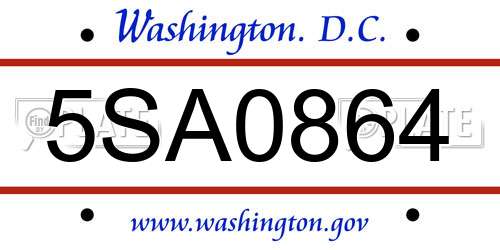 5SA0864 District Of Columbia License Plate