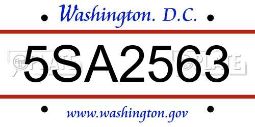 5SA2563 District Of Columbia License Plate