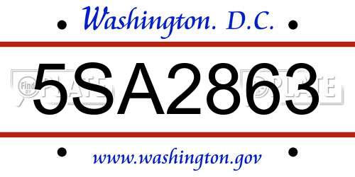 5SA2863 District Of Columbia License Plate