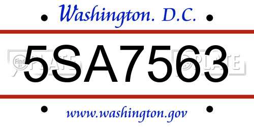 5SA7563 District Of Columbia License Plate