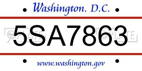 5SA7863 District Of Columbia License Plate