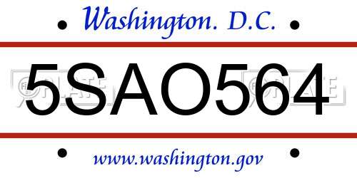 5SAO564 District Of Columbia License Plate