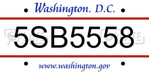 5SB5558 District Of Columbia License Plate