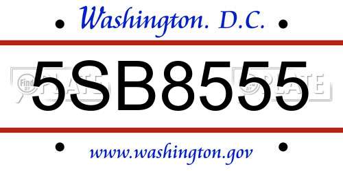 5SB8555 District Of Columbia License Plate
