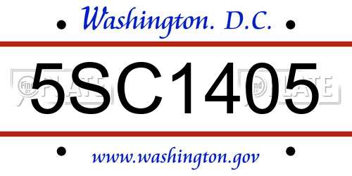 5SC1405 District Of Columbia License Plate