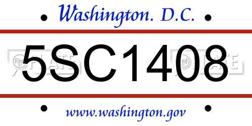 5SC1408 District Of Columbia License Plate