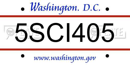 5SCI405 District Of Columbia License Plate