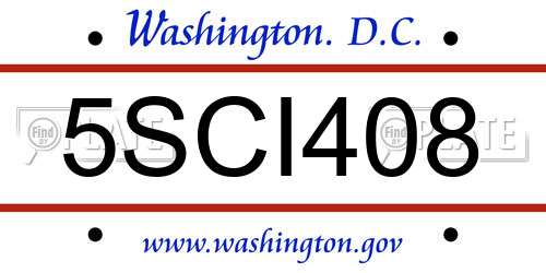 5SCI408 District Of Columbia License Plate