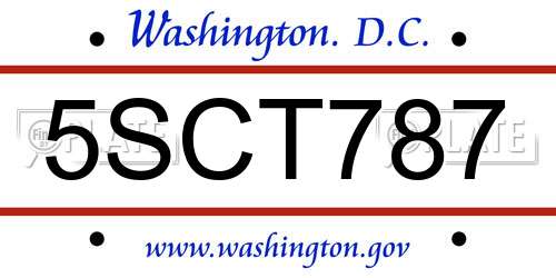 5SCT787 District Of Columbia License Plate
