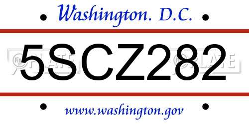 5SCZ282 District Of Columbia License Plate