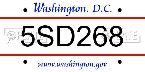 5SD268 District Of Columbia License Plate