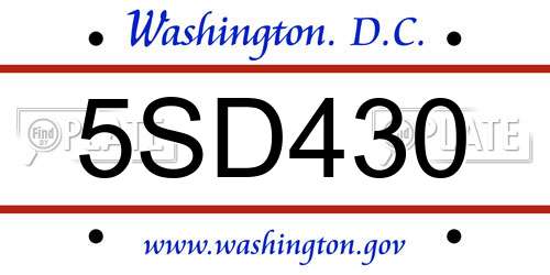 5SD430 District Of Columbia License Plate