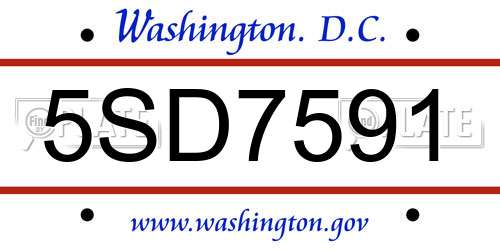 5SD7591 District Of Columbia License Plate