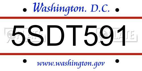 5SDT591 District Of Columbia License Plate