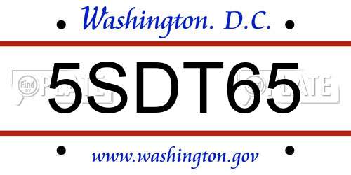 5SDT65 District Of Columbia License Plate