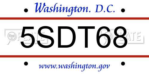 5SDT68 District Of Columbia License Plate