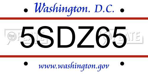 5SDZ65 District Of Columbia License Plate