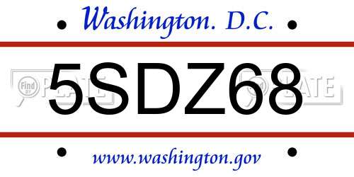 5SDZ68 District Of Columbia License Plate