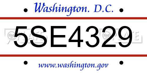 5SE4329 District Of Columbia License Plate