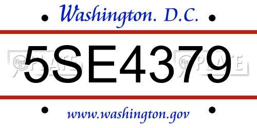 5SE4379 District Of Columbia License Plate