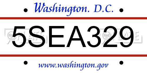 5SEA329 District Of Columbia License Plate