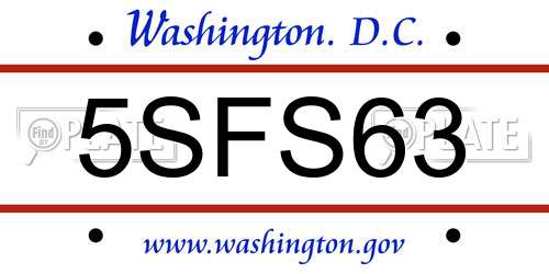 5SFS63 District Of Columbia License Plate