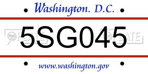 5SG045 District Of Columbia License Plate