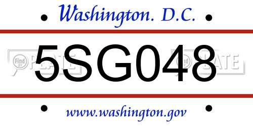 5SG048 District Of Columbia License Plate