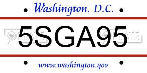 5SGA95 District Of Columbia License Plate