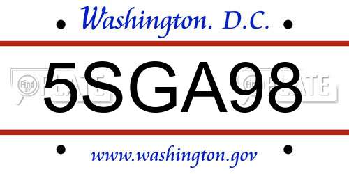 5SGA98 District Of Columbia License Plate