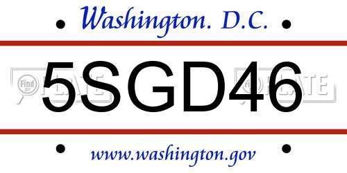 5SGD46 District Of Columbia License Plate