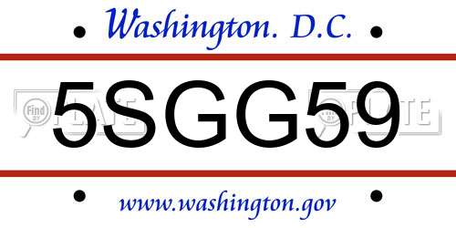 5SGG59 District Of Columbia License Plate