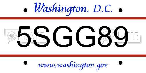 5SGG89 District Of Columbia License Plate