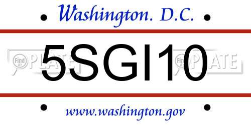 5SGI10 District Of Columbia License Plate